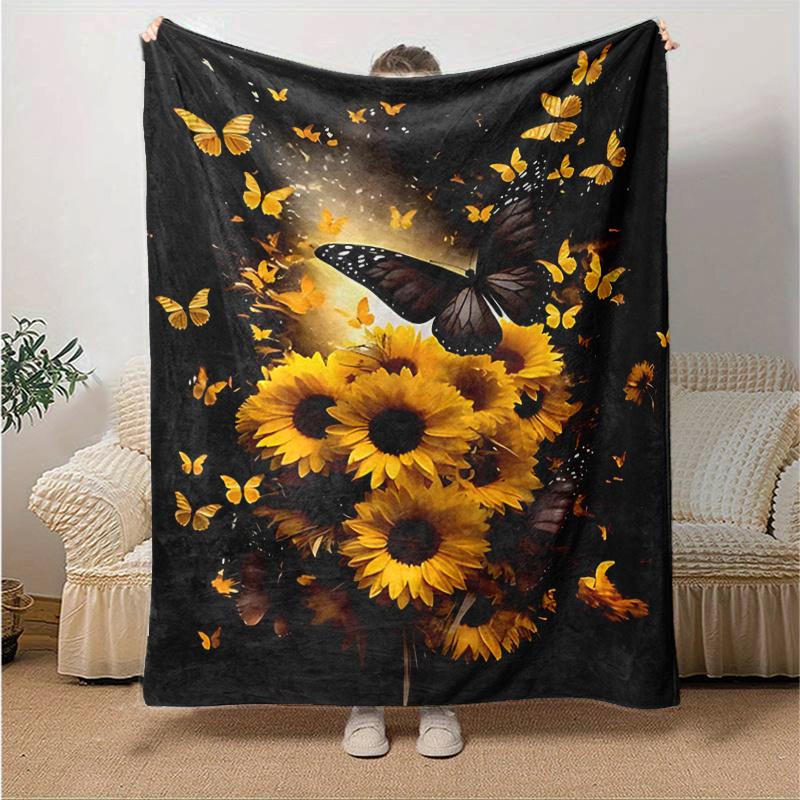 

1pc Black and White Floral Pattern Blanket Seasonal Home Decorative Throw for Couch, or Car Seat Cover,Living Room.G017 80x120cm