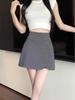 Women's High-Waist A-line Skirt with Irregular Slit and Anti-Exposure Design