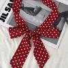 Retro Red Polka Dot Silk Scarf Belt - Korean Style Thin Waistband for Women