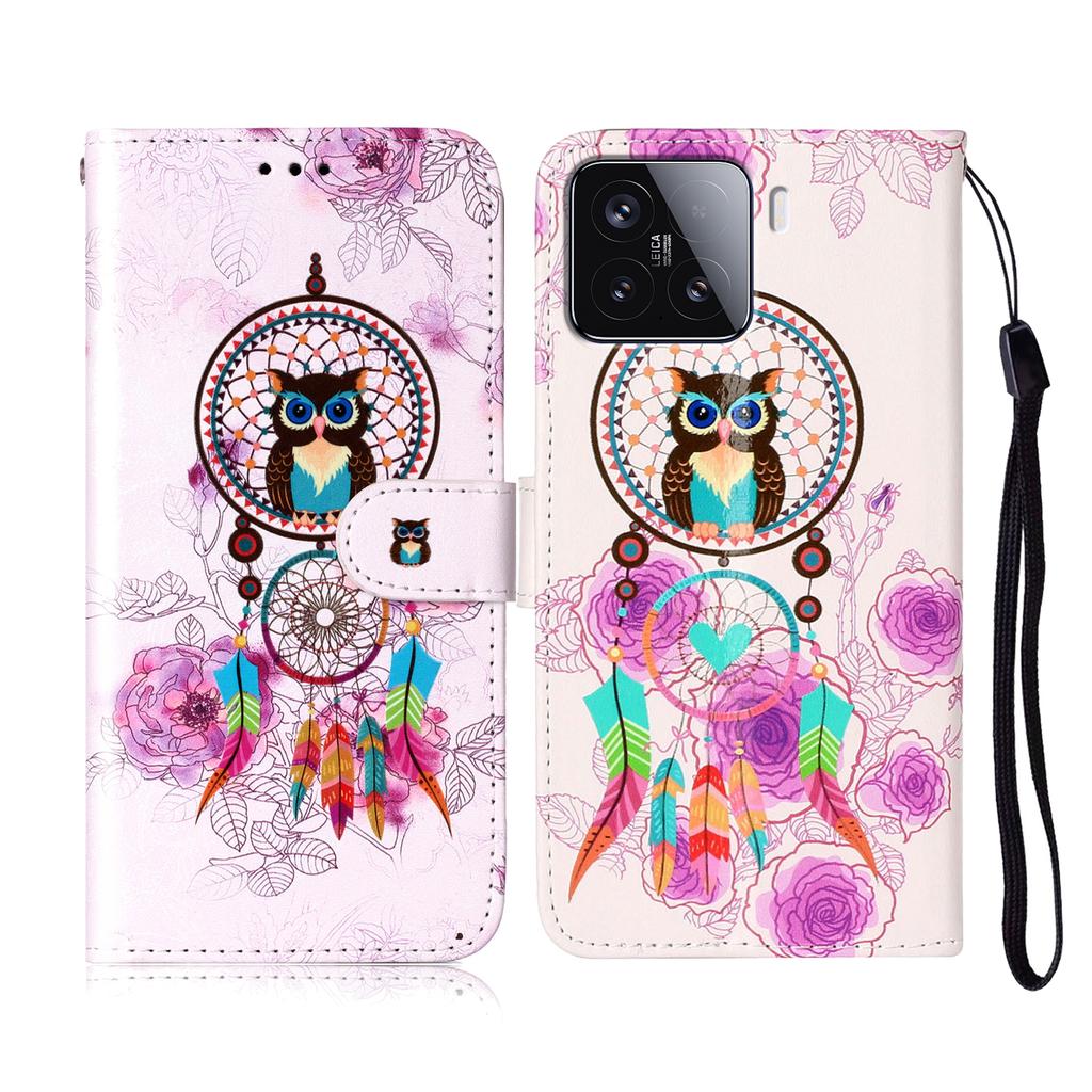 For Xiaomi 15T Pro Case Pattern Leather Wallet Phone Cover with Strap