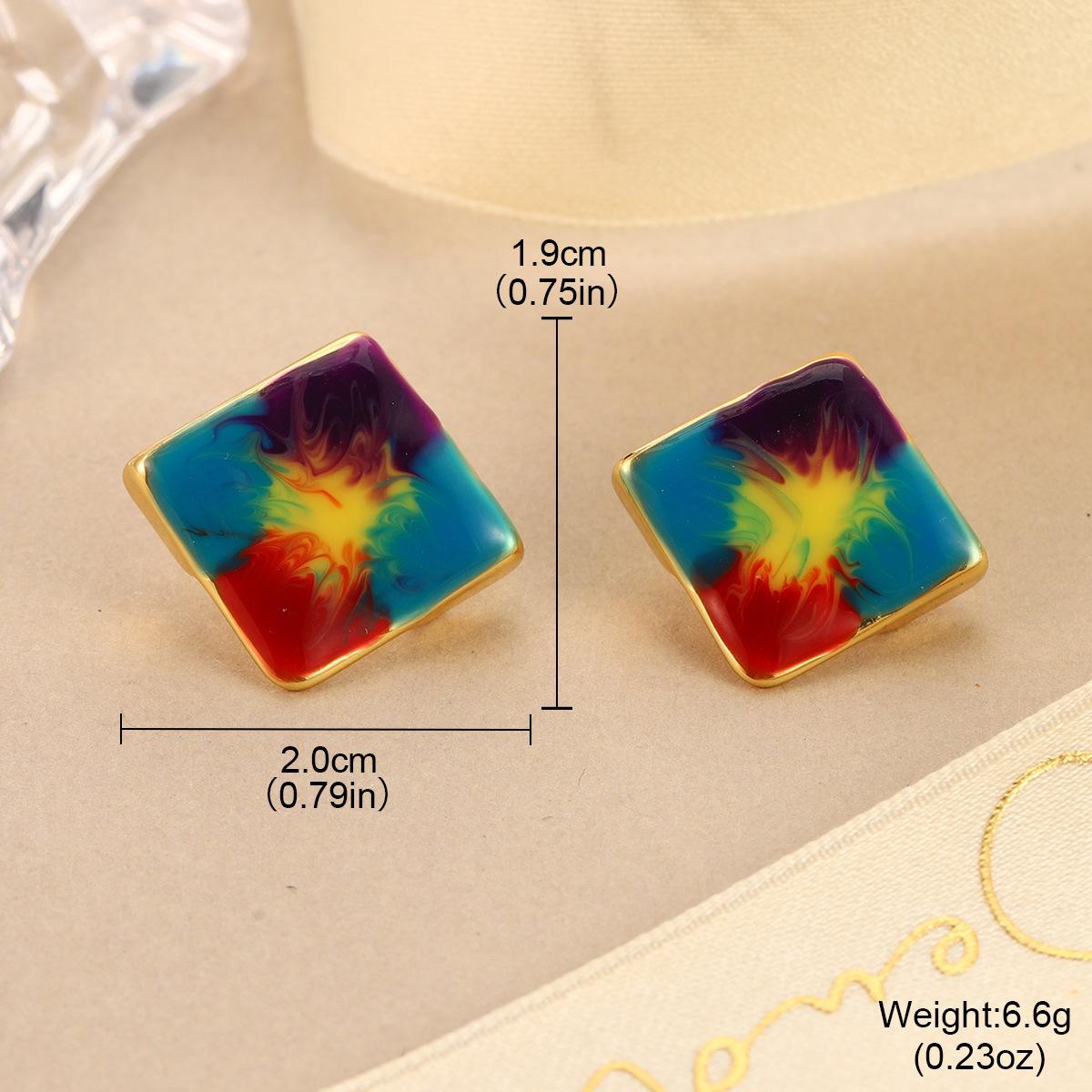 Van Gogh color oil painting series oil drop earrings exaggerated medieval earrings high sense S925 pearl stud earrings