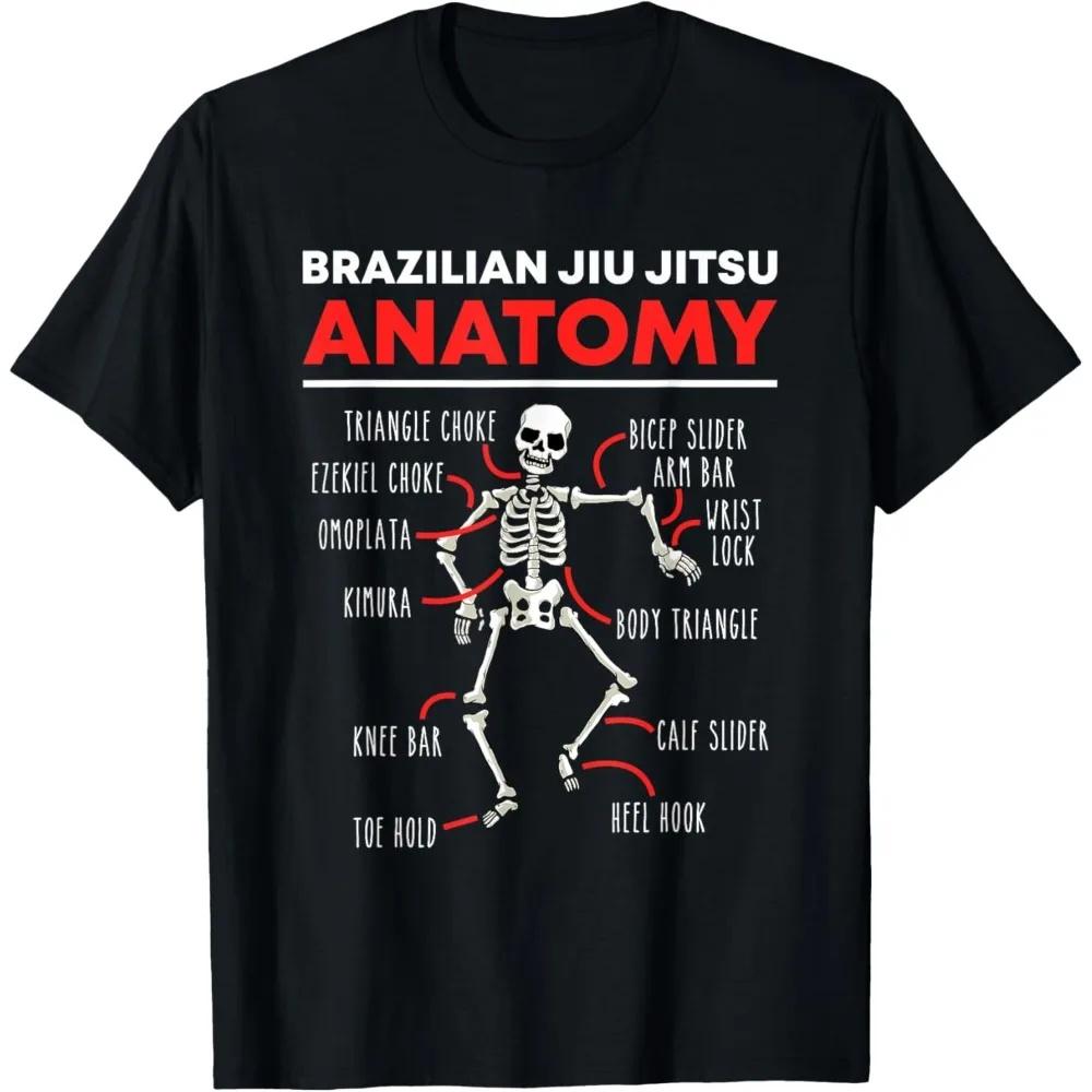 Brazilian Jiu Jitsu Tshirt Anatomy Skeleton Funny Mix Martial Arts T-Shirt Men Women Daily Life Casual Crewneck Cotton Tee Tops