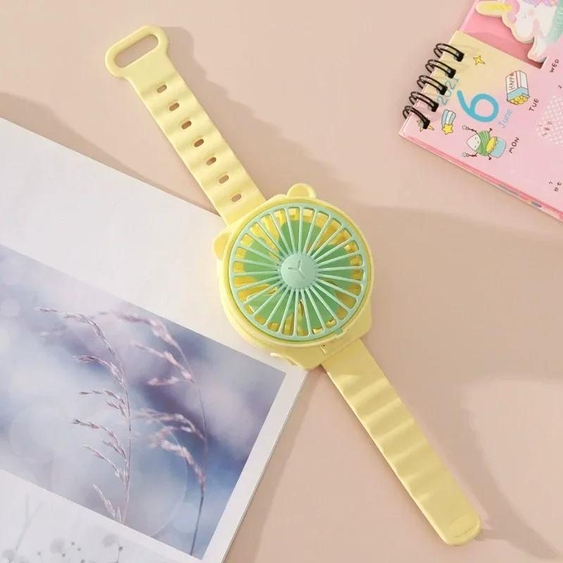 Cartoon Cute Watch Fan Rotatable Outdoor Small Tools Household Personalized Watch Fan Simple Creative Portable Mini Electric Fan