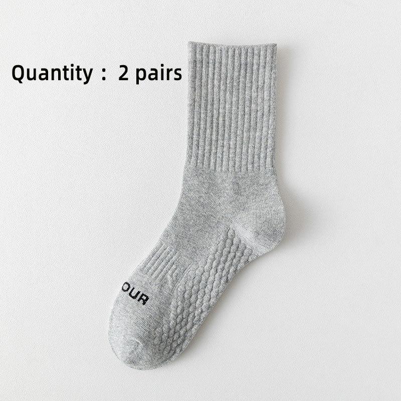 

2/4 пары мужских носков из чистого хлопка, впитывающих пот, дышащих, дезодорирующих, для бега, для занятий спортом, хлопковых, с высоким берцем, массажных, нижних, одного размера серый