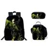 Student Backpack Lunch Bag Pencil Case 3-Piece Set, Waterproof Durable Large Capacity, MJ Pattern, Kids School Bag Set