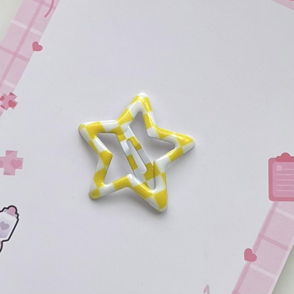10pcs Stylish Lattice Star Hairpin Colorful Hair Clip Casual Wear Hair Barrettes for Teenagers and Children