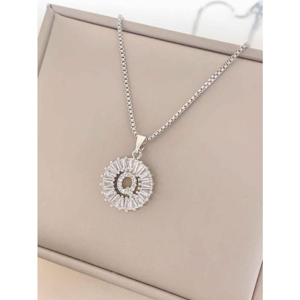 Necklace Does Not Fade, Women's Summer Square Circle Letter Necklace, Titanium Steel Necklace, Versatile High-end Clavicle Chain
