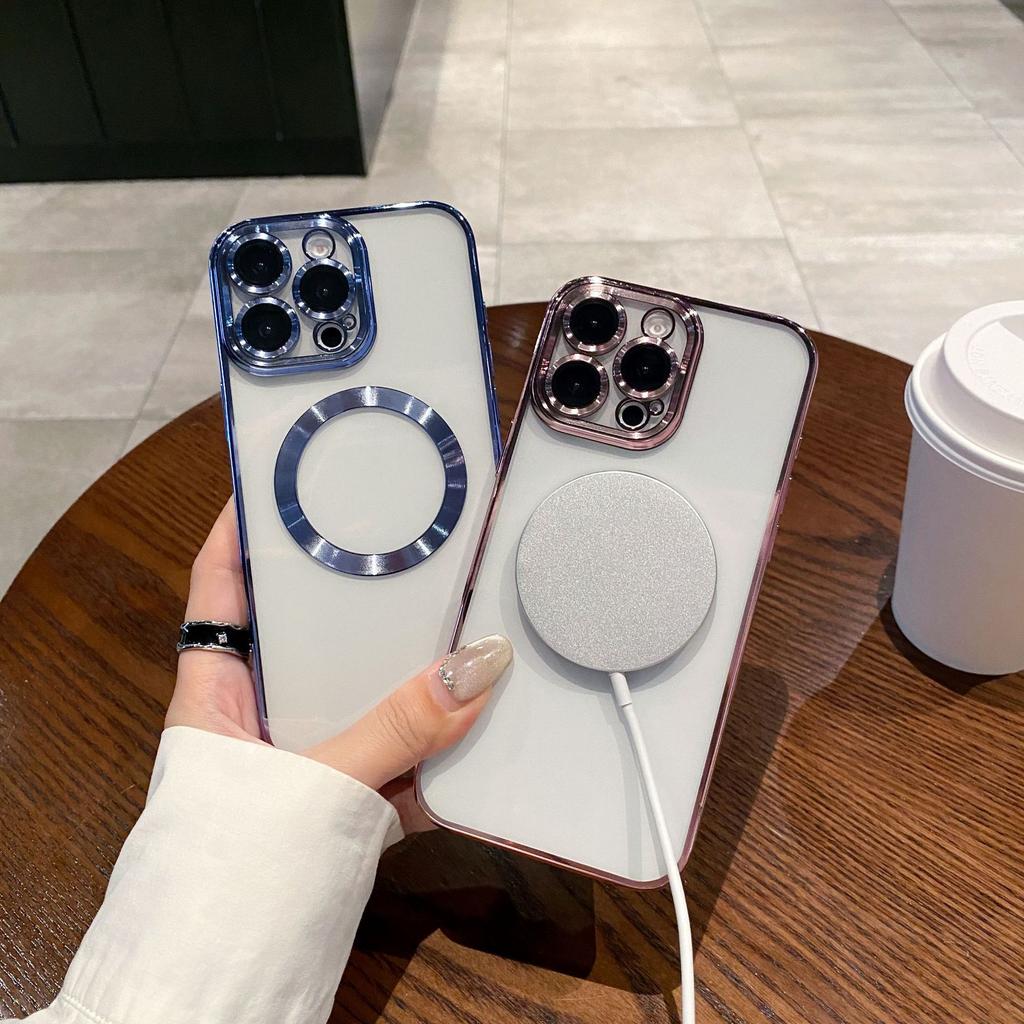 Anwendbar auf iPhone16 Galvanisierte Magnetische Handyhülle Kreative Apple 15 Promax Weiche Hülle Vollständige Abdeckung 14 Schutzhülle 13