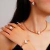 5PCS Women's Irregular Imitation Pearls Jewelry Set For Women Fashion Gold Color Necklace Bracelet Ring Earrings Wedding Jewelry