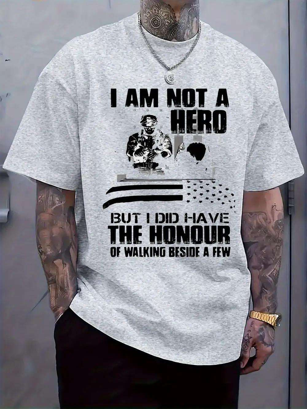 Casual Crew Neck T-shirt with Military Self-Portrait Theme Print XXXXL