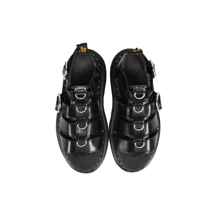 Dr. Martens Mackaye Hardware Leather Strap Open Toe Flat Sport Sandals Women sandals Black 26566001