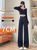 Dark Blue Fleece-Lined High-Waisted Wide-Leg Jeans for Women - Autumn/Winter Versatile Slimming Straight Pants