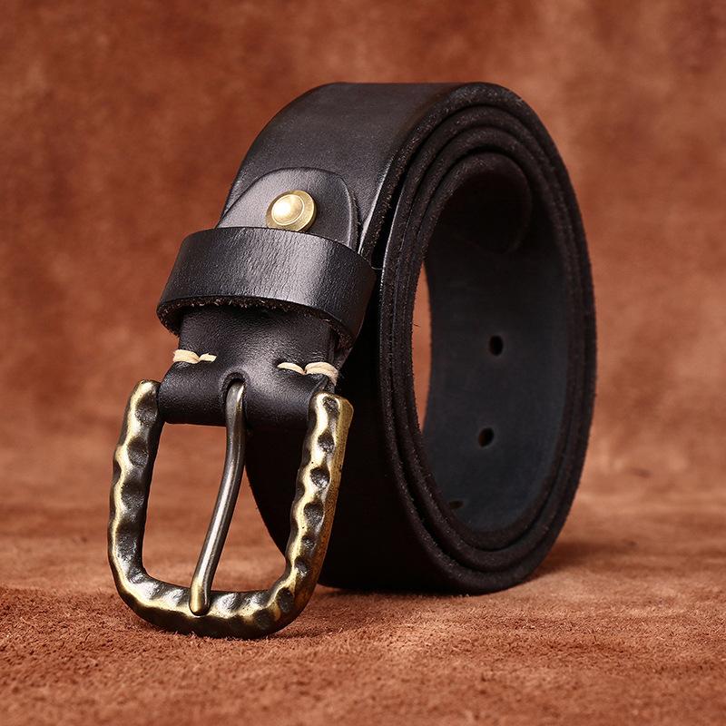 Men's Belt Retro Washed Retro Style Personality Trendy Thickening Genuine Cattlehide Leather Surface All-Match Jeans Belt