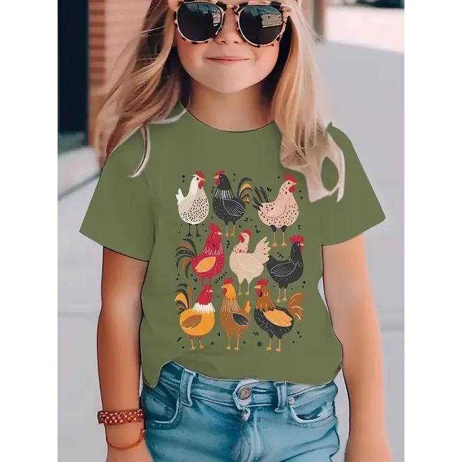 

Новые изысканные трендовые модные мультяшные милые футболки с коротким рукавом и круглым вырезом для девочек 120cm