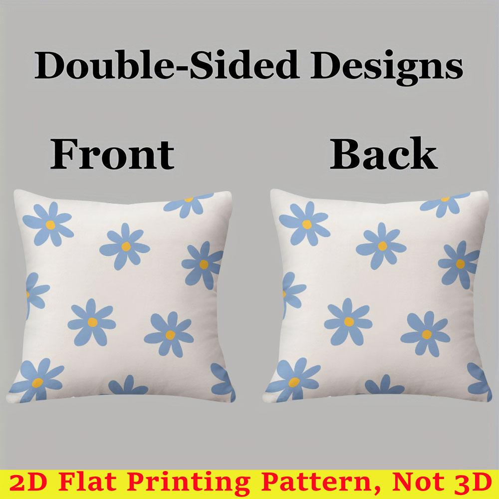 Sky Daisy Square Jacquard Pillow Cover for Sofa Office Waist Cushion Cover Home Decorative Pillowcase