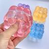 Clear Beaded Cube Squeeze Toy Anxiety Relief Sensory Stress Sugar Ball Soft Stretchy Cube Pinch Toy Home Office Relaxation Tool