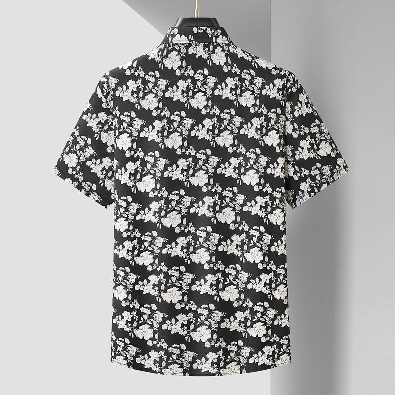 Chemise en coton Dibenze pour homme grande taille à manches courtes imprimée
