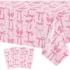Elegant Coquette Birthday Tablecloth Large Pink Bow Rectangle Table Cover for Girls Birthday Party Stylish Decorations