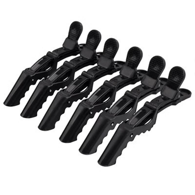 

6 шт. черных зажимов для волос для укладки, секционирования, с широкими зубцами, профессиональные салонные зажимы-аллигаторы для фиксации, перманентной завивки 6Pc/Set