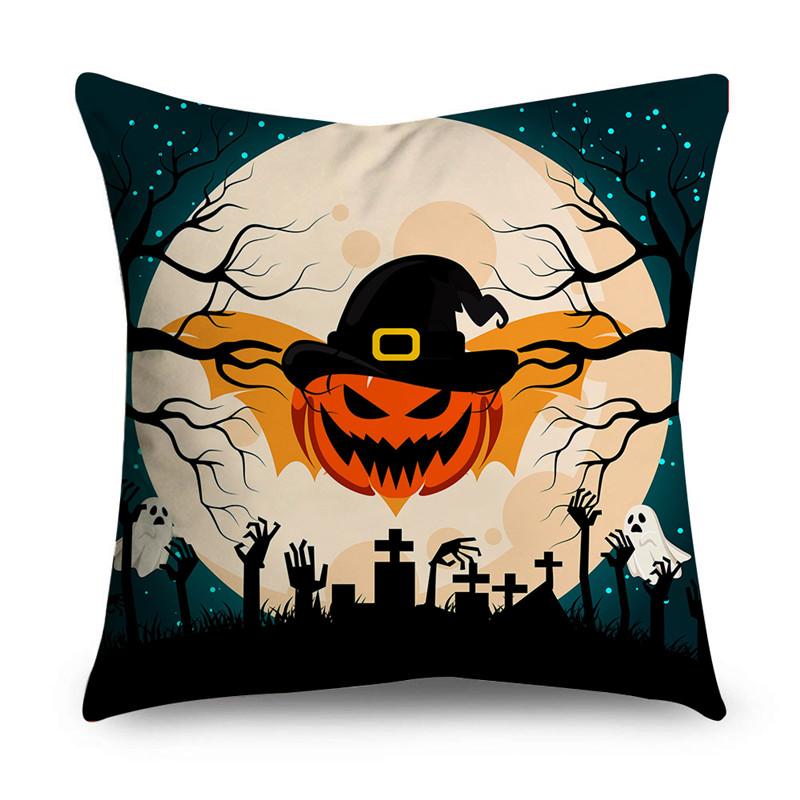 Halloween Theme Horror Pumpkin Print Pattern Cushion Cover Home Living Room Sofa Decoration Polyester Zipper Pillow Pillow Cover