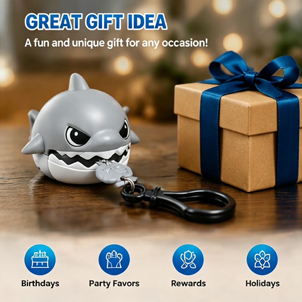 Nibble Shark Pull Line Keychain Fidget Charm Funny Big Fish Eat Small Fish Design Stress Relief Toy Ornament Creative Present