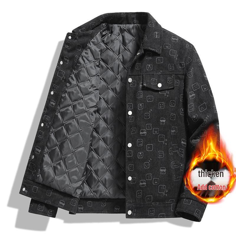 Plus Size Men's Trendy Corduroy Jacket - Spring/Autumn 2025, Loose Fit