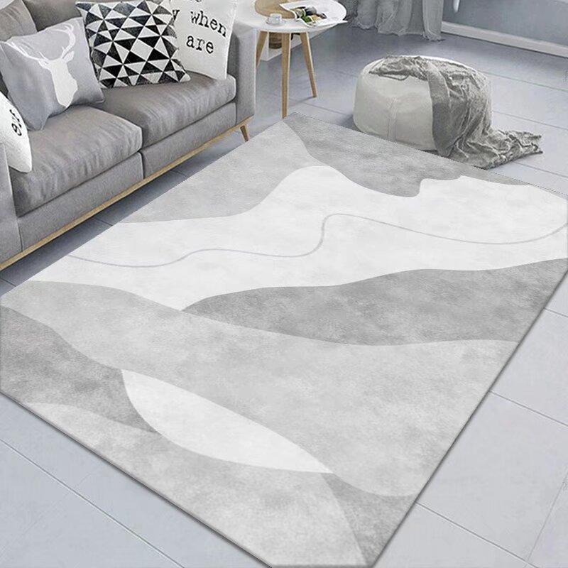 Simple Abstract Carpet, Living Room Sand Room Bedroom Dirt-Resistant Carpet, Large Area Crystal Velvet Floor Mat