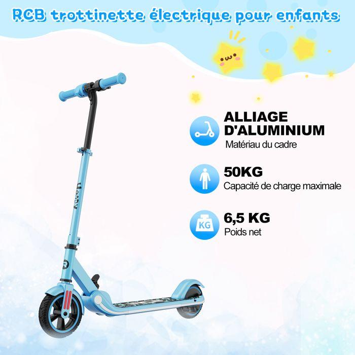 Electric Scooter for Kids 6-12 Years - RCB - LED Screen - Colorful Neons - Adjustable Speed and Height Ideal Gift Blue