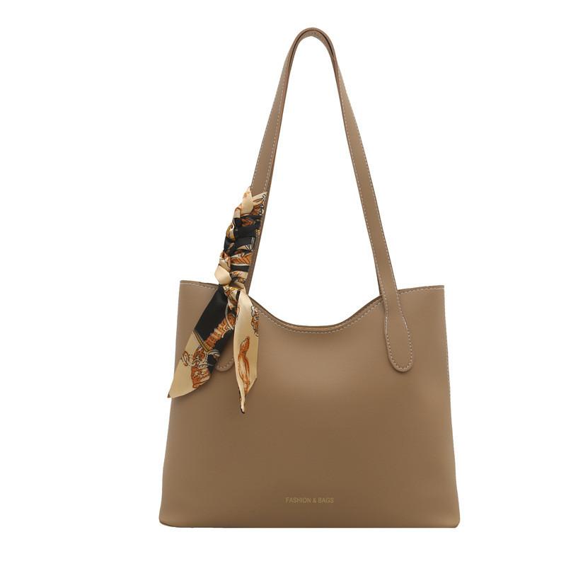 Silk Scarf Bag For Women Summer Large Pu Fashionable Shoulder Handbag With Zipper For Daily Use