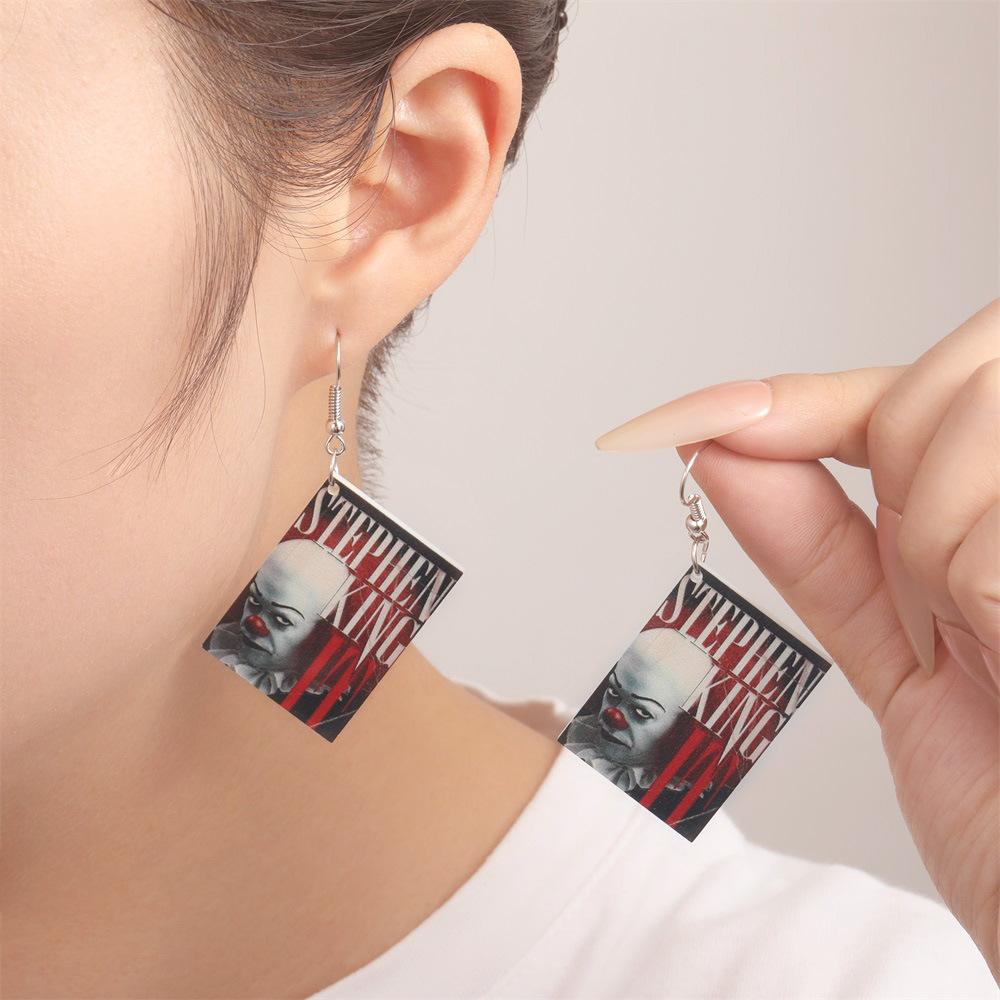 Fully Managed Eco-Friendly Acrylic Earrings, Personalized Halloween Horror-Themed Earrings