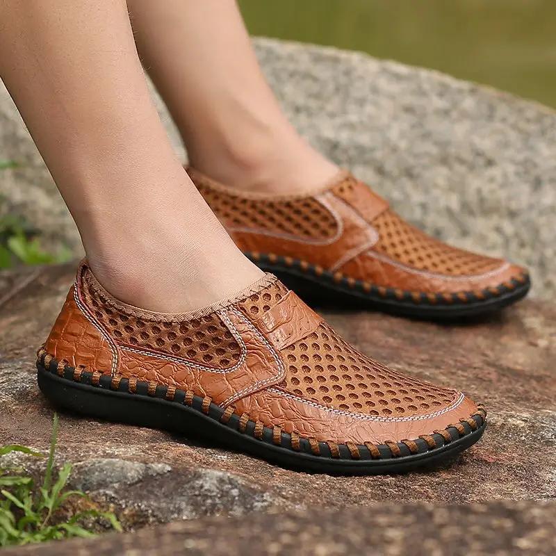 Fashion Breathable Shoes for Men Rubber Genuine Leather Mesh Color Buy New Summer Low Price Luxury H Cheap Liquidation Eva Man Sandals
