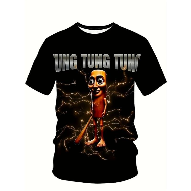 Tung Tung Sahur Funny Baseball Bat Meme T-shirt Men's Fashion Humor Style Summer Loose Breathable Short Sleeve Kids T Shirt Tops