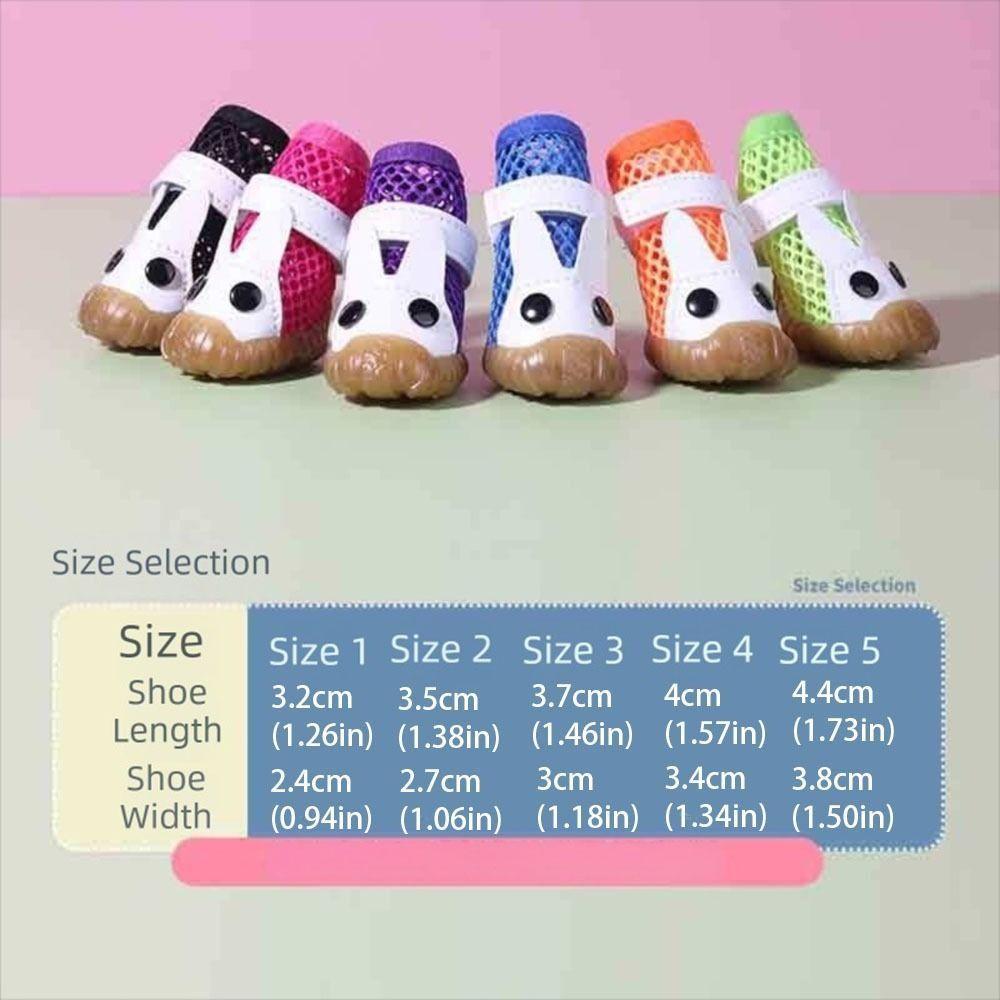 4Pcs Hollow Out Dog Breathable Net Shoes Non-slip Dog Paw Protectors Mesh Dog Shoes  Hot Pavement