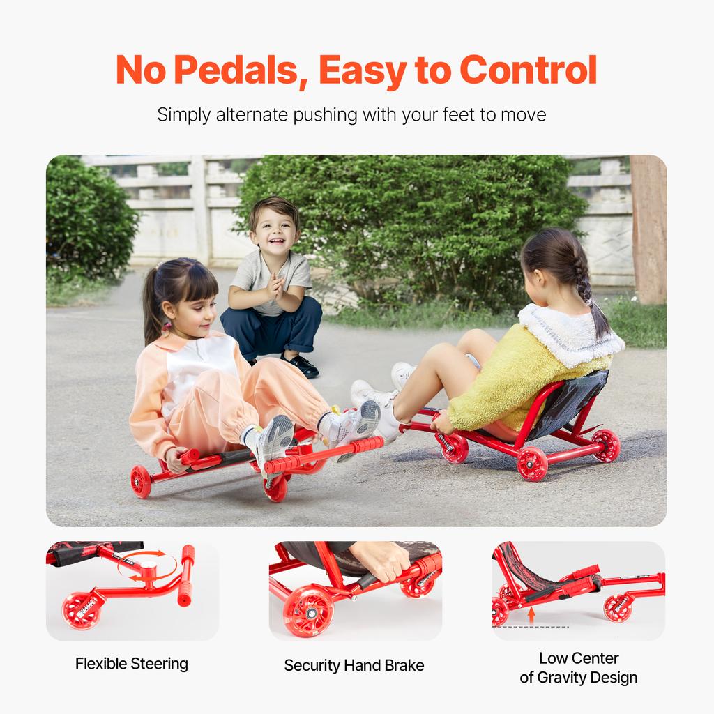 SucceBuy 132/198lbs Çocuklar İçin Binilebilir Scooter Sallanarak Yan Yana Hareketle Çalışan Zig-Zag Hareketiyle Kayan Açık Hava Spor Oyuncakları