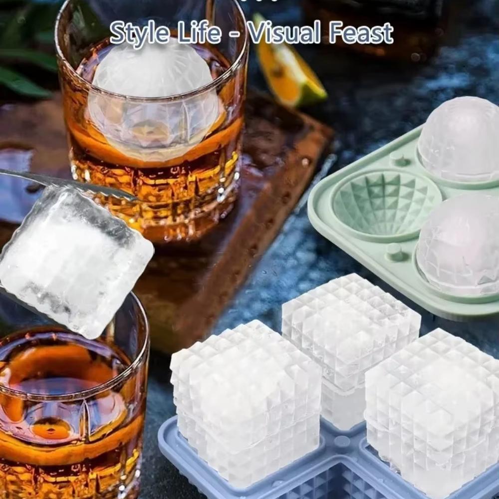Diamond-shaped crystal ball ice mold, large spherical silicone round ice mold, fun shaped ice cube tray with transparent funnel-