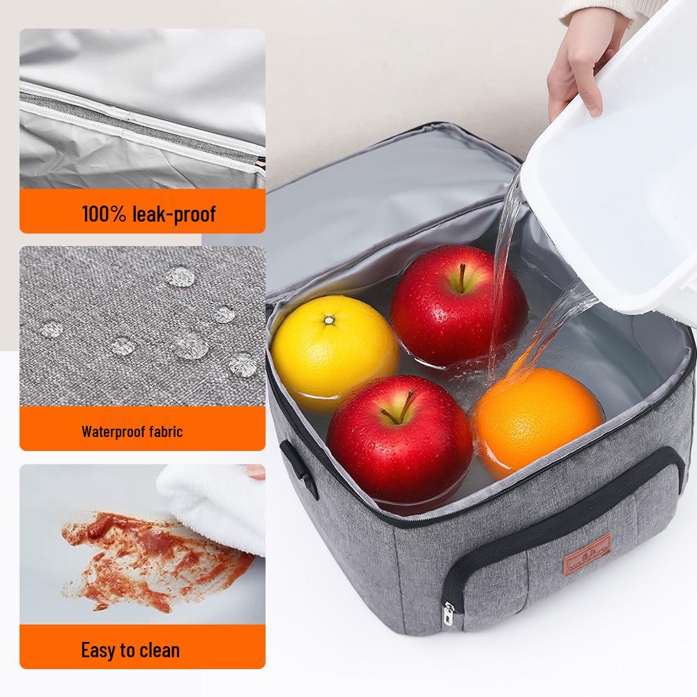 Extra-Large Double-Layer Insulated Picnic Bag - Thick, Waterproof, and Cold-Keeping Lunch Carrier with Ice Pack