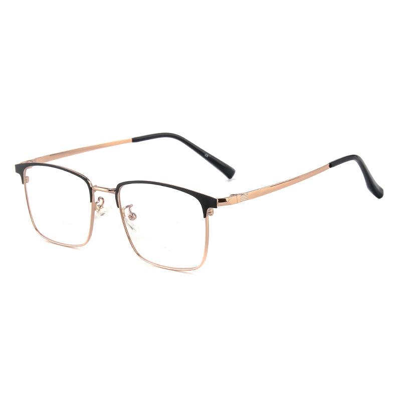 536mm New Ultra-Light Square Full-Rim Metal Eyeglass Frame Men s Anti-Blue Light Reading Glasses 0