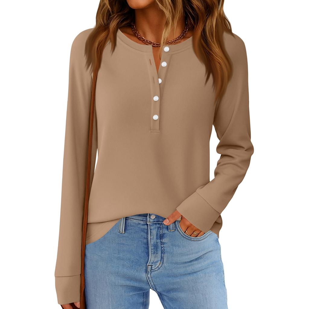 Women's Fashion  Loose Long Sleeve Round Neck Casual Top