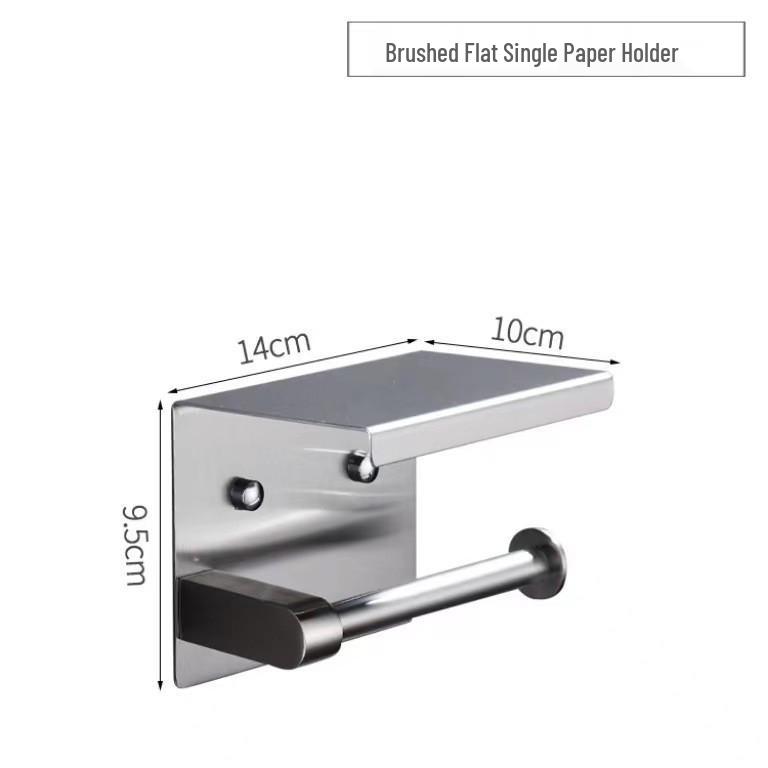 Gunmetal Grey Stainless Steel Wall-Mounted Toilet Paper Holder with Storage Rack