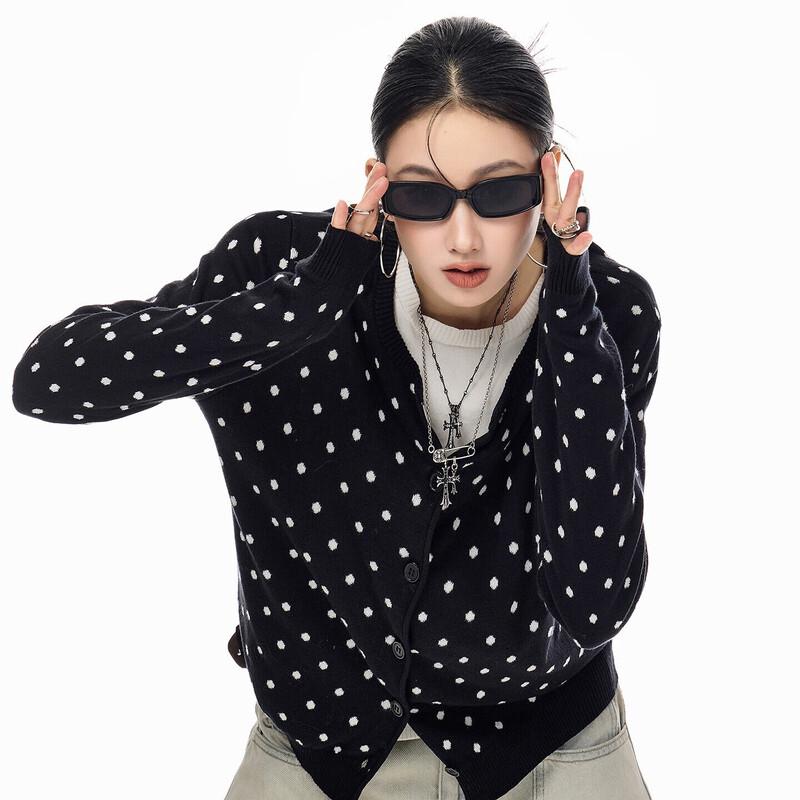 Женский винтажный вязаный кардиган в горошек ICH MODE L