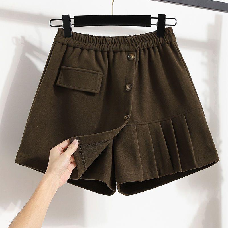 

Plus Size Women s High Waist Woolen Casual Shorts - Autumn & Winter Loose Wide Leg Design for a Slimming Look M (Recommended 95-105 jin)