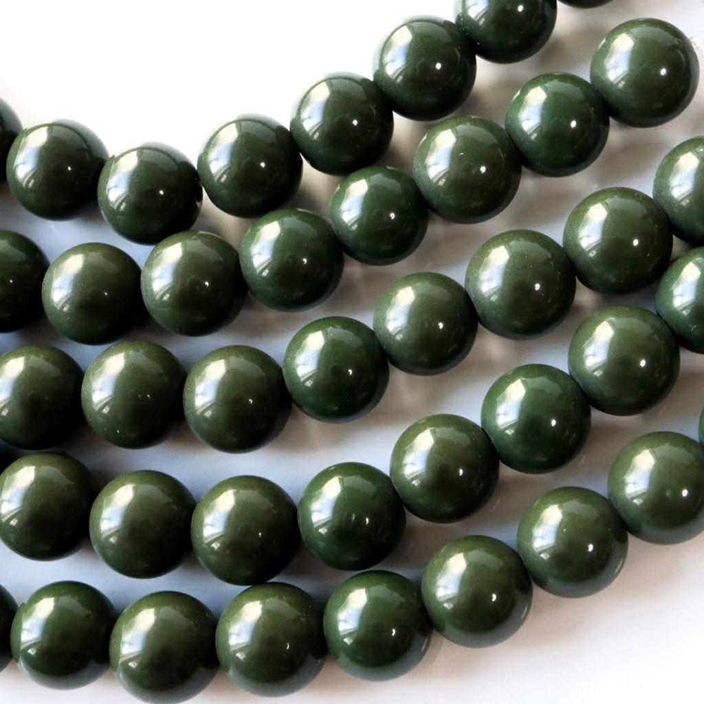 [GOLD STONE] Green Beitou Stone Strand, 40cm, from Taiwan, Negative Ion Measured, Radium Green Hokutolite, 10mm