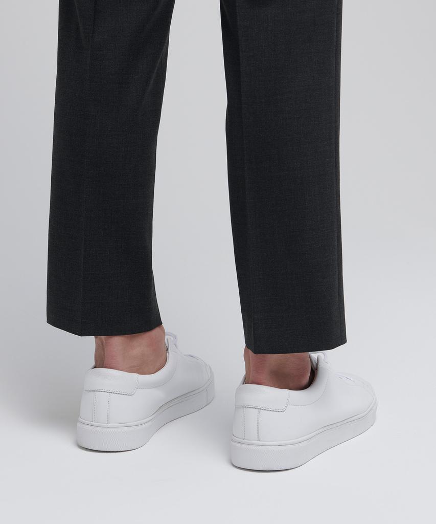 MUSINSA STANDARD Wool Tapered Hidden Banding Crop Slacks [Charcoal Gray]
