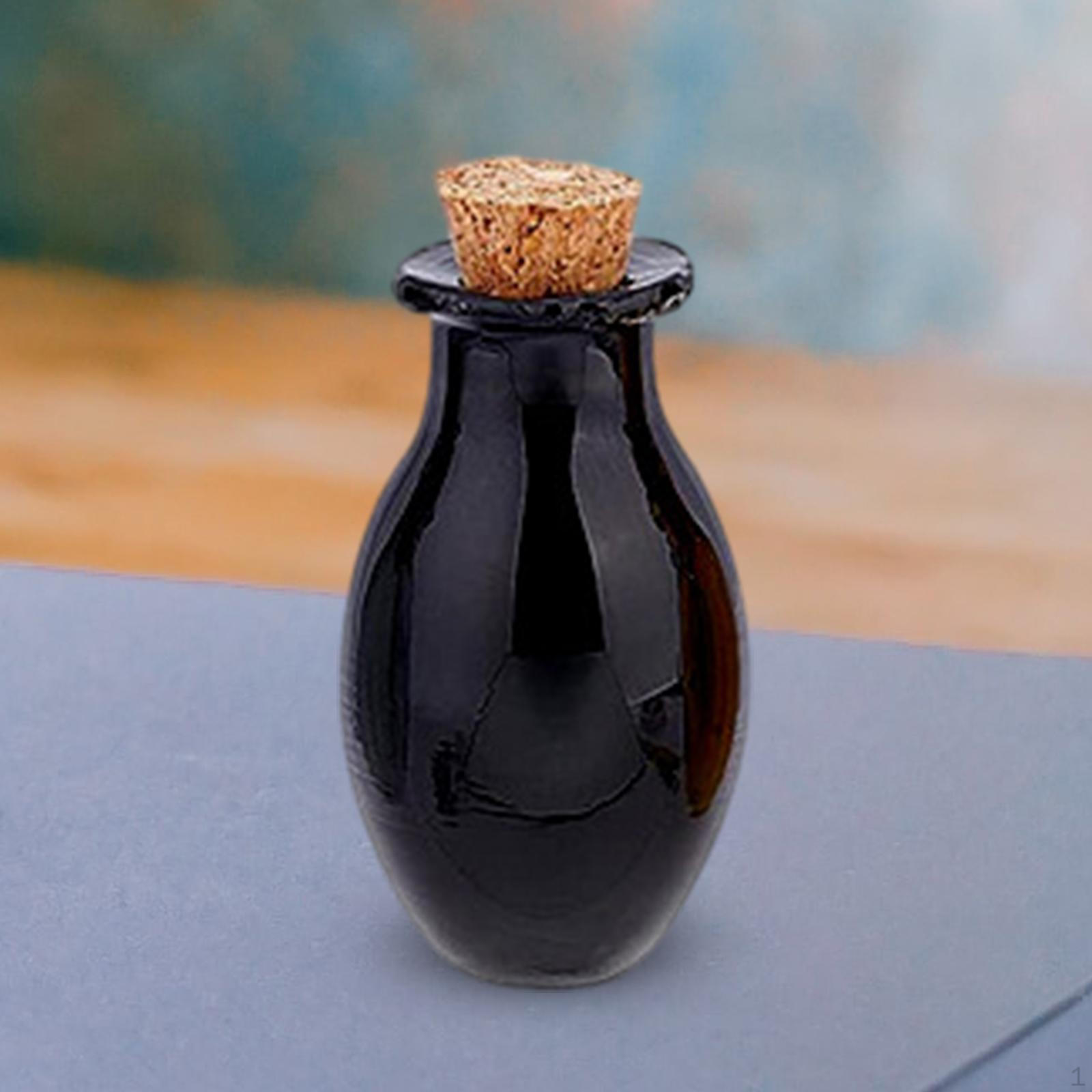 Стеклянные баночки с пробковыми крышками для поделок и вечеринок чёрный