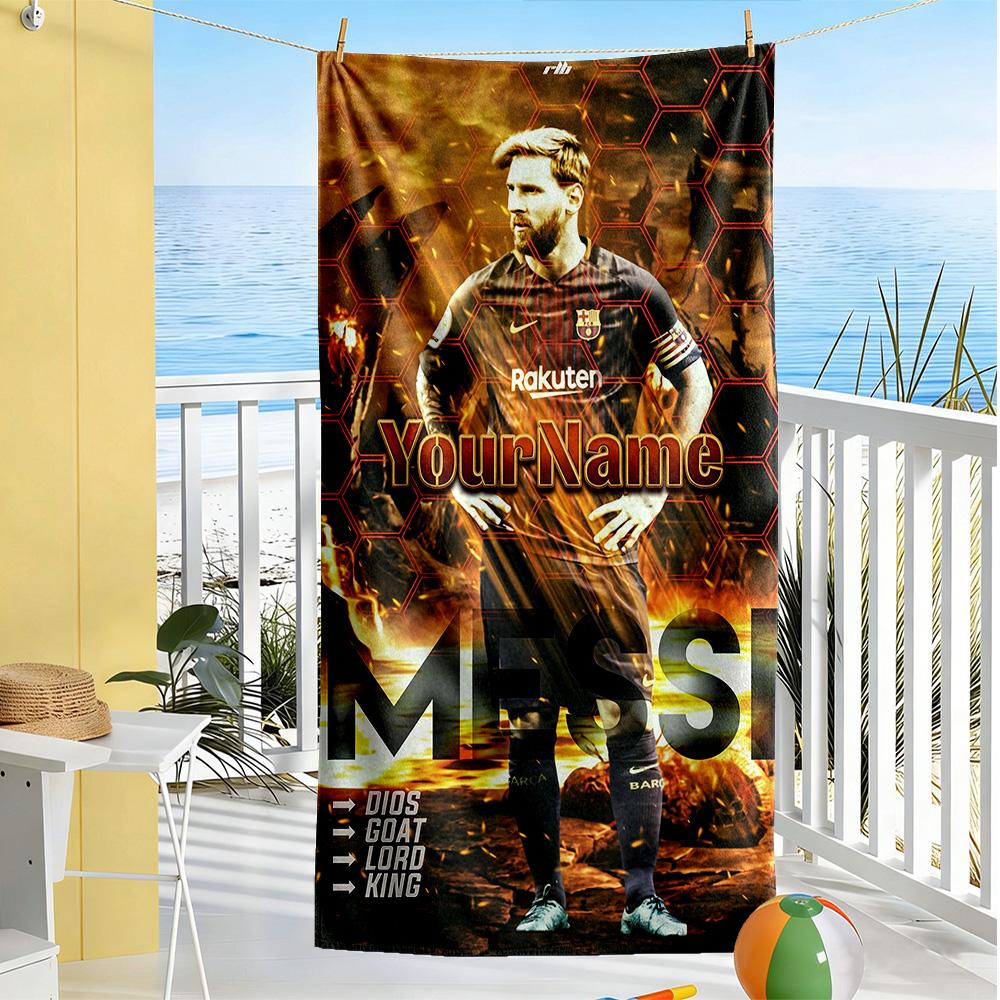Messi Customize Your Name Beach Towel Super Soft & Absorbent Portable for SwimmingBeachCamping Travel Beach AccessoriesGym