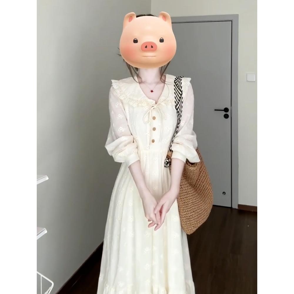 Doll collar temperament long-sleeved dress children's summer new temperament base waist spring wear long dress