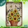 New Trendy HD Metal Wall Art Vintage Retro Sunflowers D Flat Design Rustic Country Style Illustration with Wicker Basket B