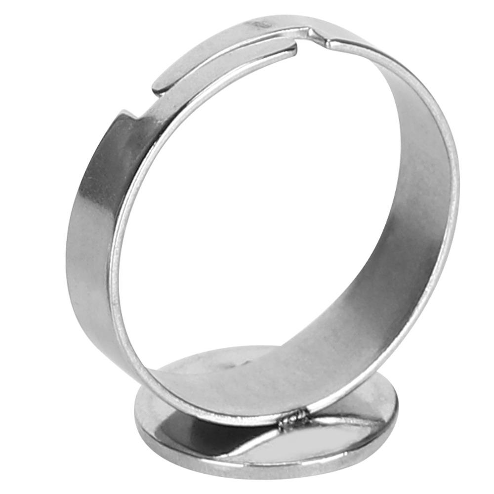 20pcs Stainless Steel Flat Ring Base Round Pad Ring Bases Adjustable Ring Base Craft Projects