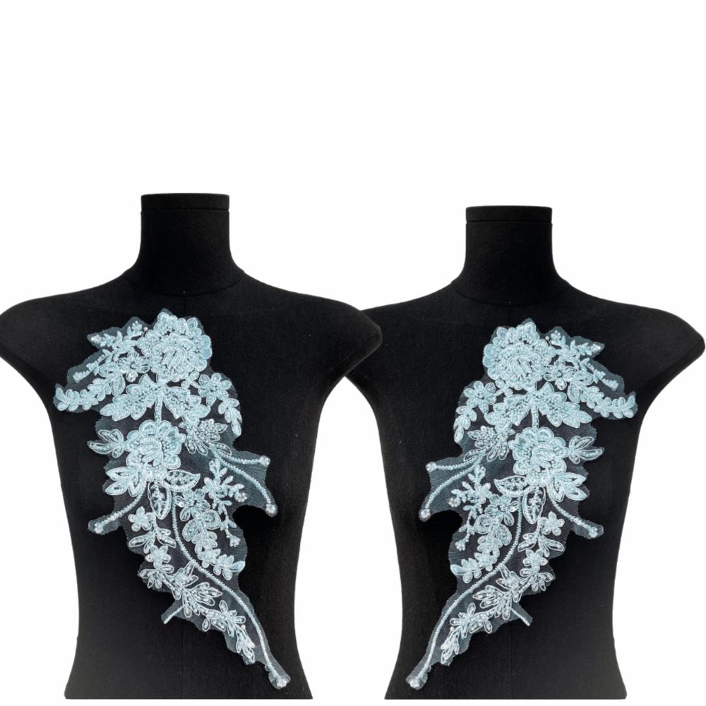 1 пара Украшение «Цветок сливы» Вышивка пайетками Украшение бисером Кружевное украшение Ногтевая бусина «Цветок сливы» Тканевое украшение 37x15.5cm