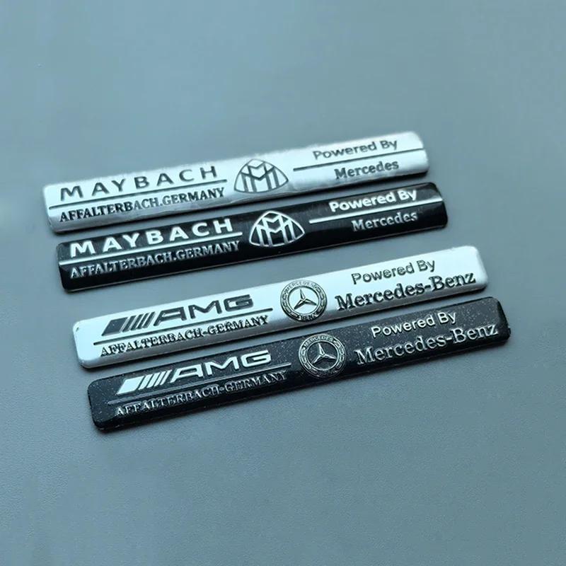 10.7cm Long Beam Thin Aluminium Label Sticker Car Emblem for Mercedes Benz Maybach AMG Star Wheat B Badge Logo Black Silver